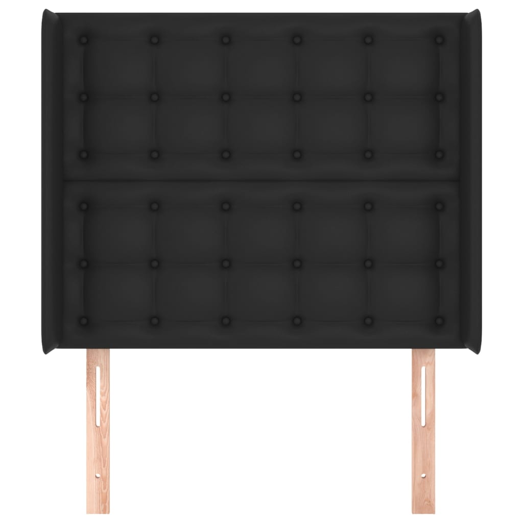 vidaXL sengegavl med kanter 103x16x118/128 cm kunstlæder sort