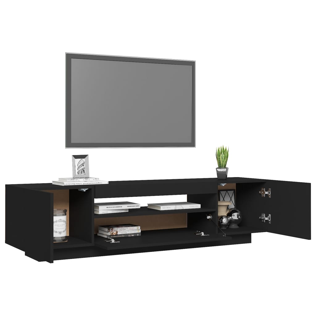 vidaXL tv-bord med LED-lys 160x35x40 cm sort