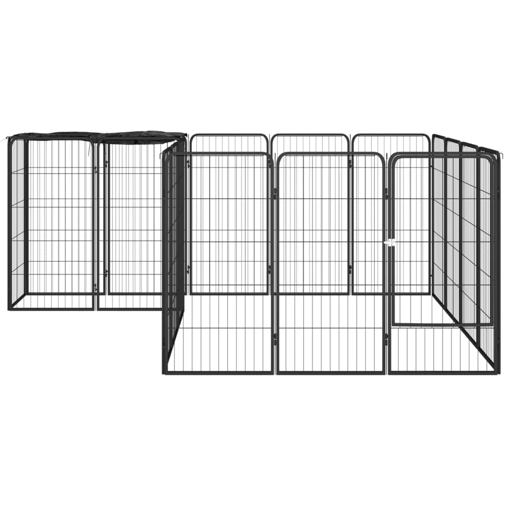 vidaXL 18-panels hundegård 50x100 cm pulverlakeret stål sort