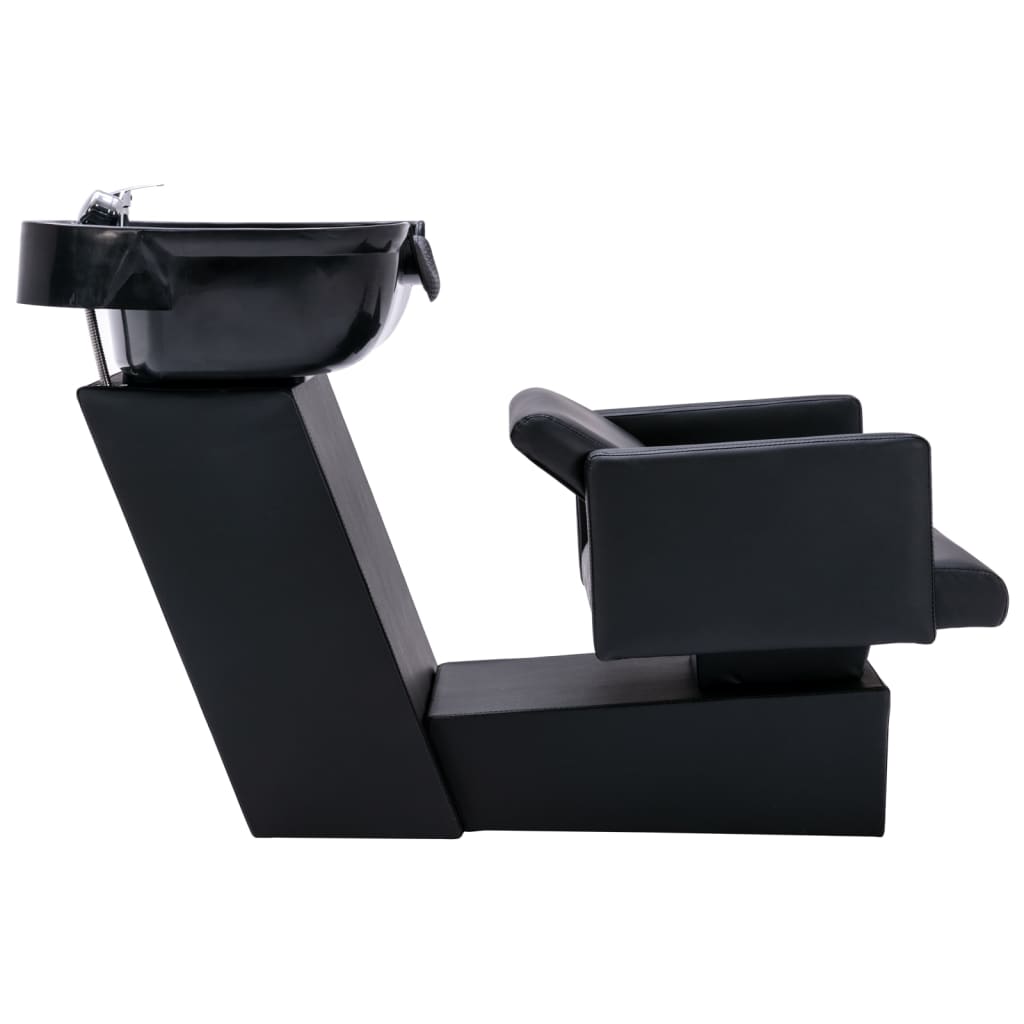 vidaXL frisørstol med vask 129x59x82 cm kunstlæder sort
