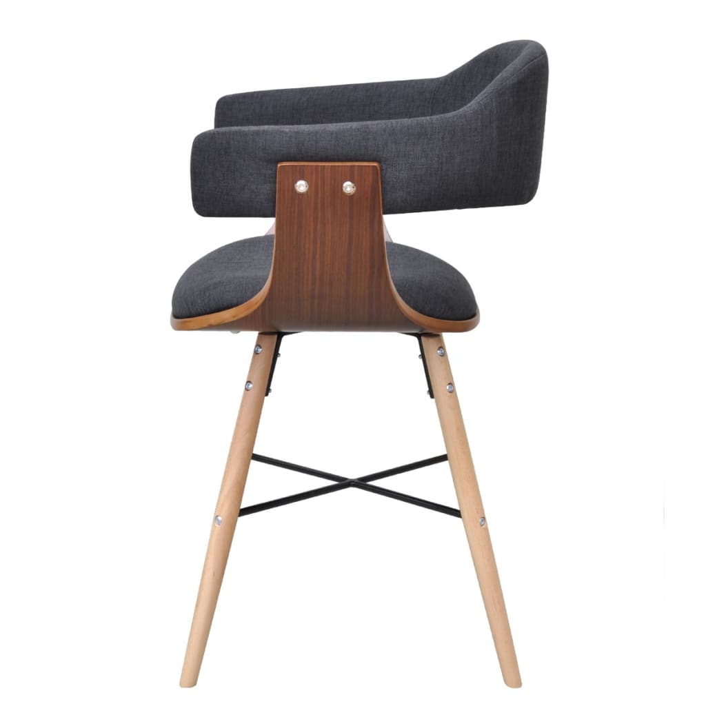 vidaXL spisebordsstole 2 stk. bøjet træ og stof mørkegrå