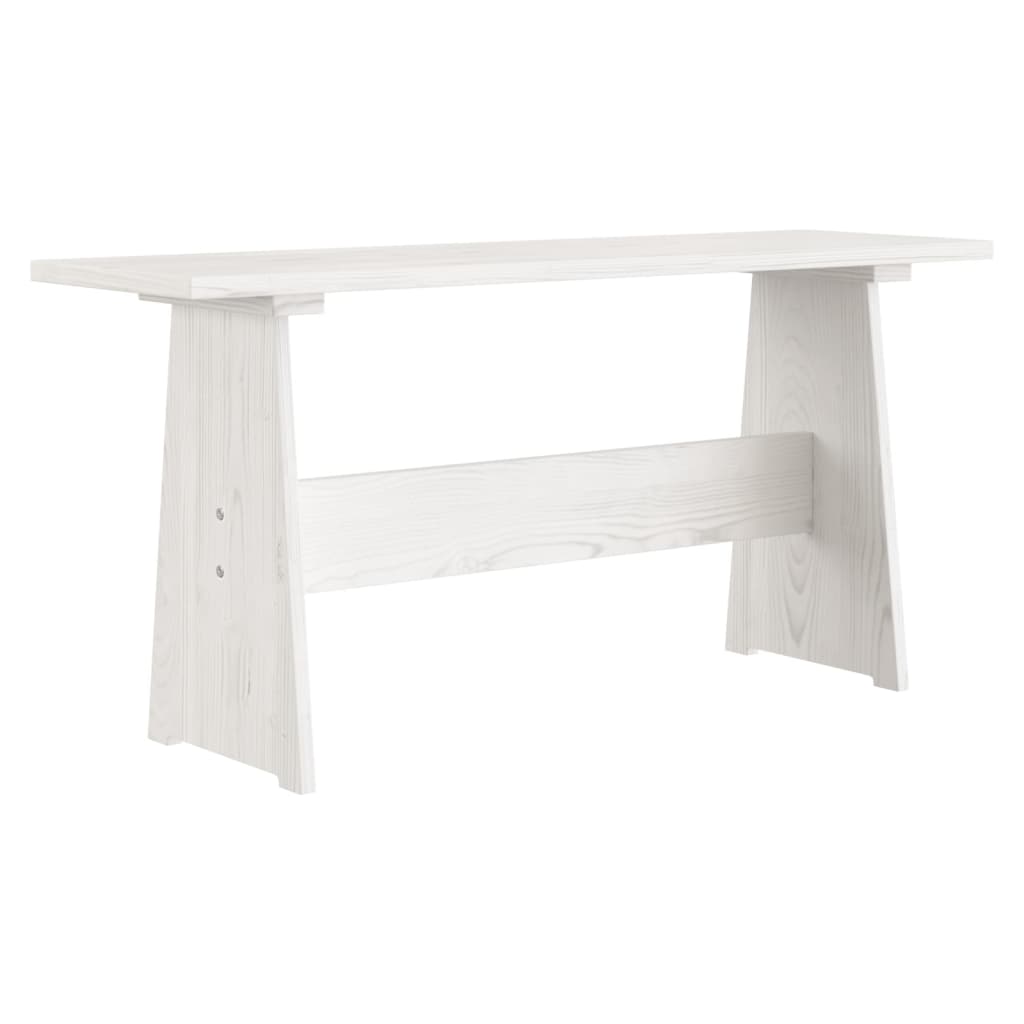 vidaXL spisebord med bænk massivt fyrretræ hvid
