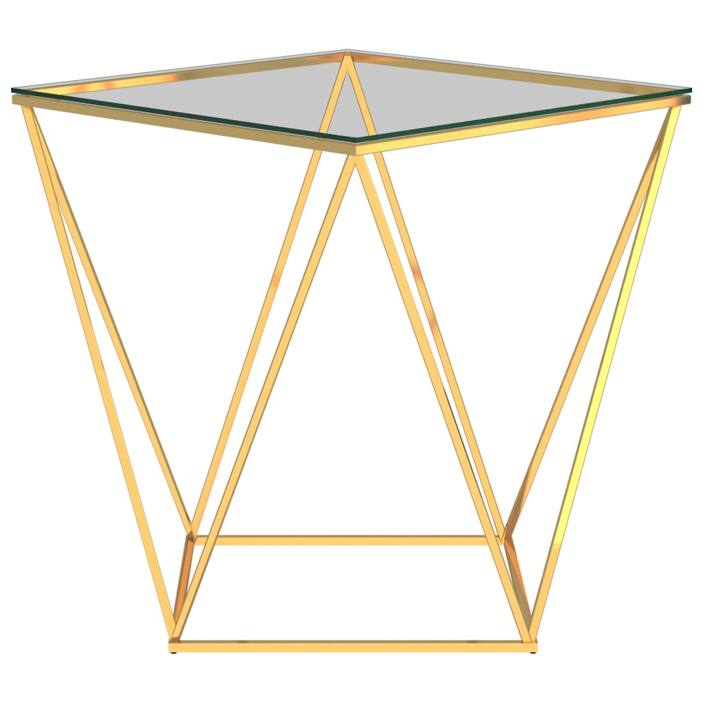 vidaXL sofabord 50x50x55 cm rustfrit stål guldfarvet og transparent