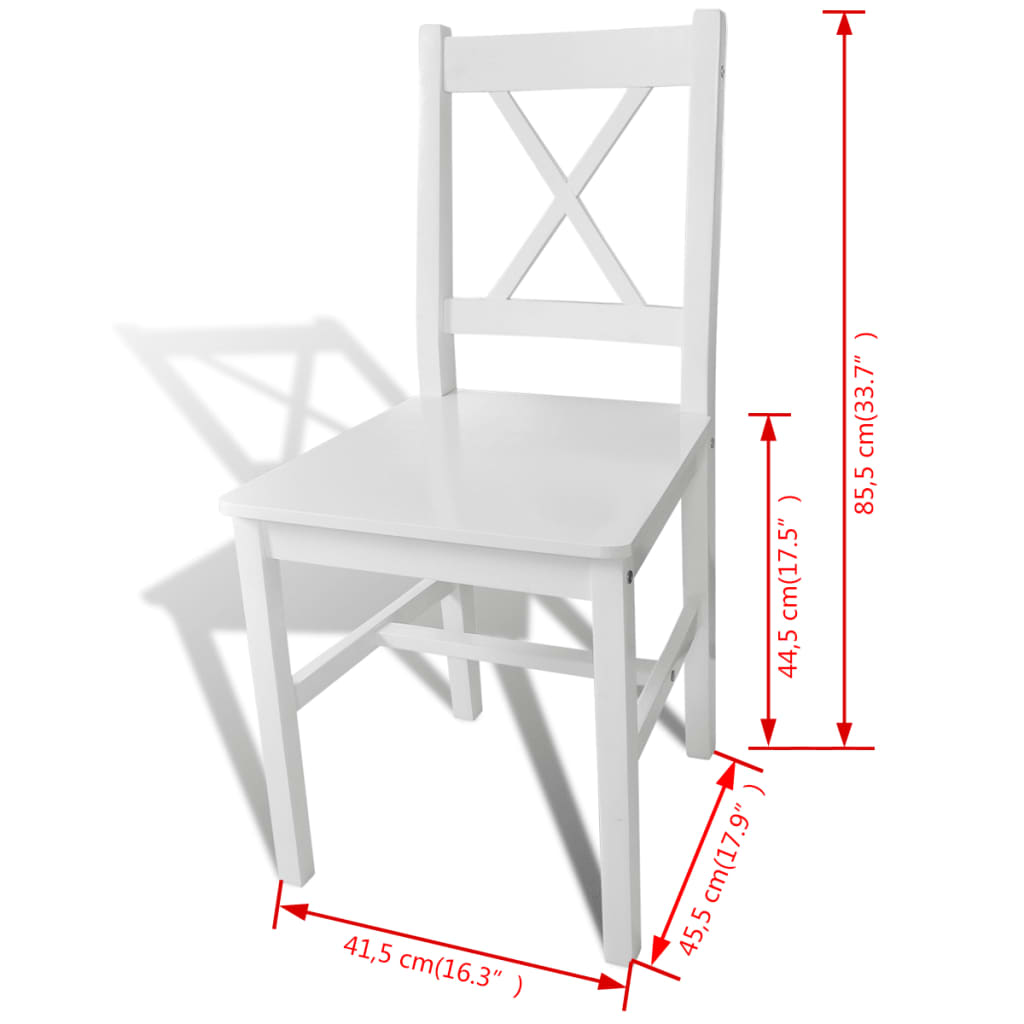 vidaXL spisebordsstole 2 stk. fyrretræ hvid