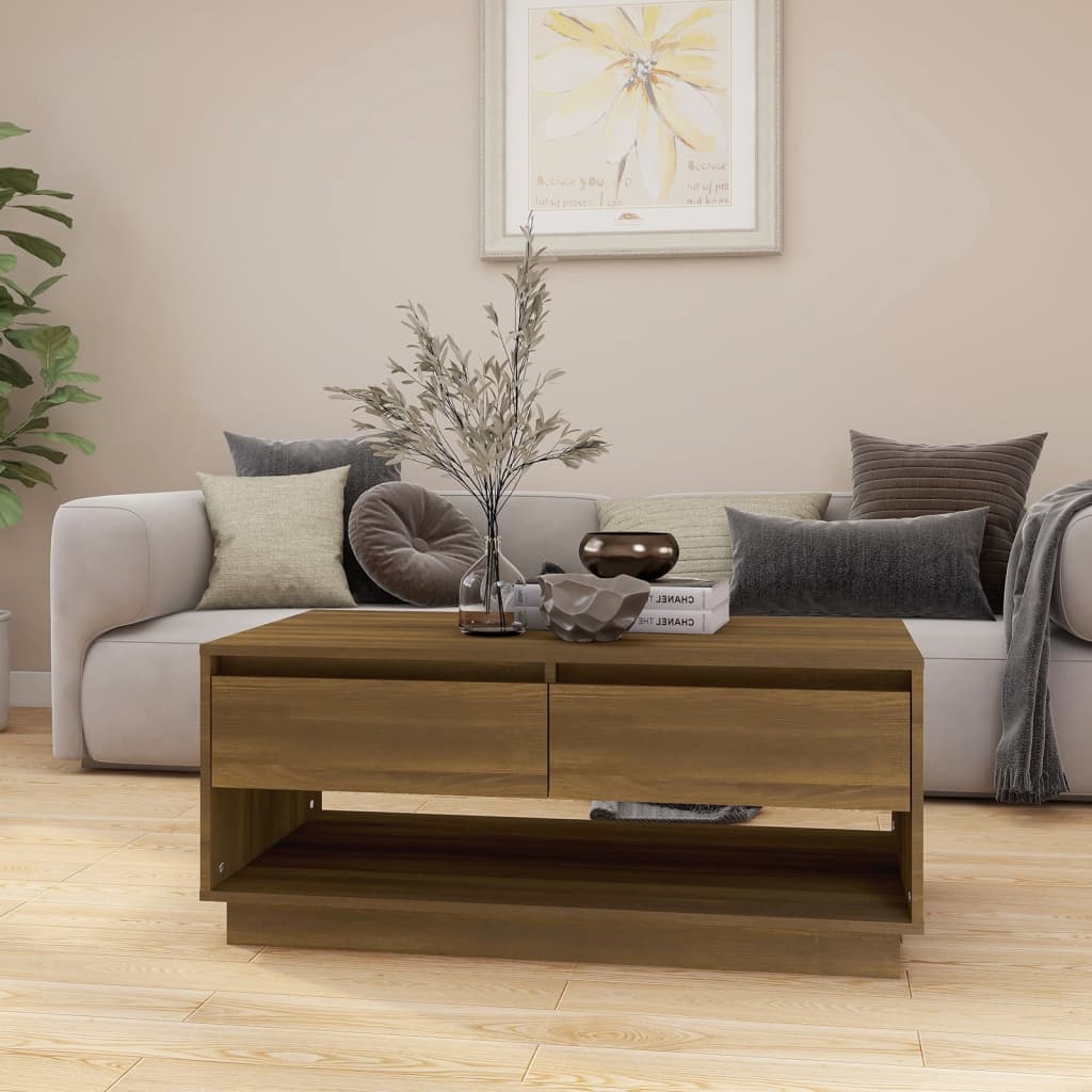 vidaXL sofabord 102,5x55x44 cm konstrueret træ brun egetræ