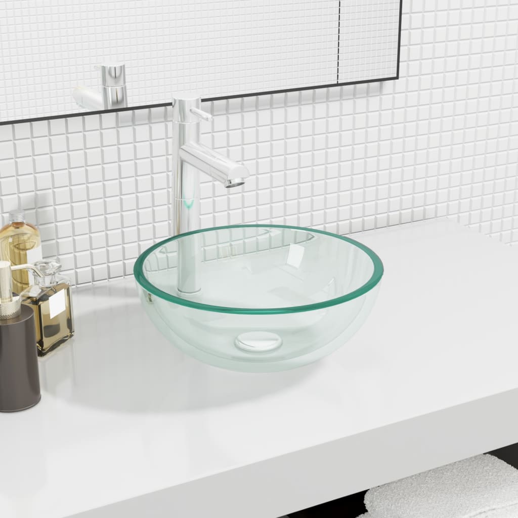 vidaXL håndvask 30x12 cm hærdet glas transparent