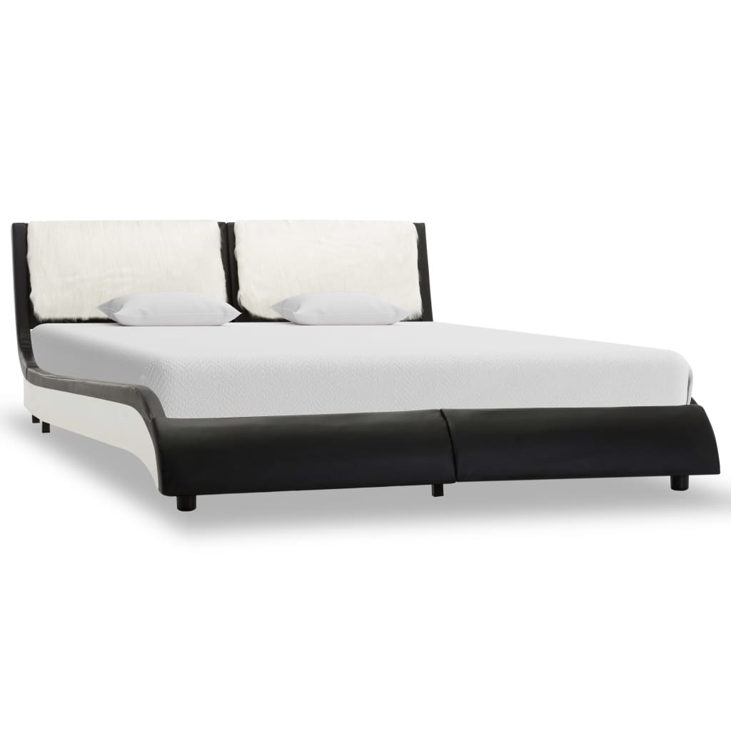vidaXL sengestel 140 x 200 cm kunstlæder sort og hvid