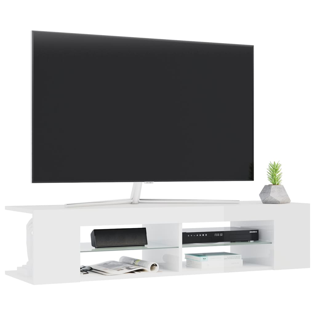 vidaXL tv-skab med LED-lys 135x39x30 cm hvid højglans