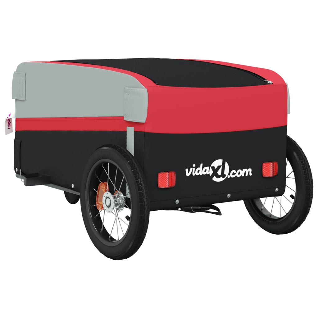 vidaXL cykelanhænger 30 kg jern sort og rød