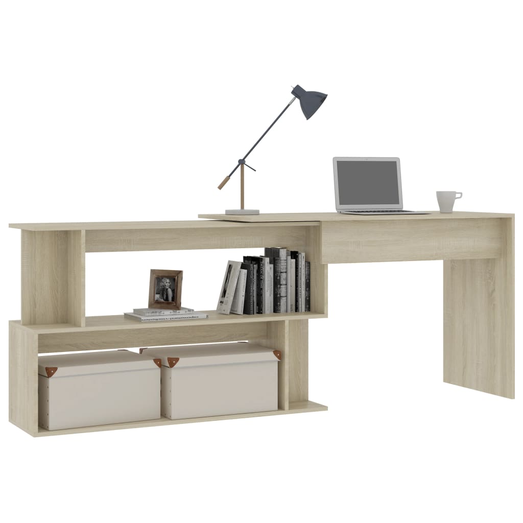 vidaXL skrivebord 200x50x76 cm konstrueret træ sonoma-eg