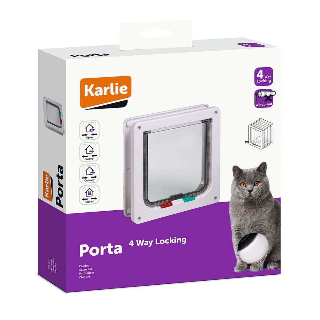 Karlie 4-vejs låsbar kattelem Porta 23,5x5x25,2 cm hvid