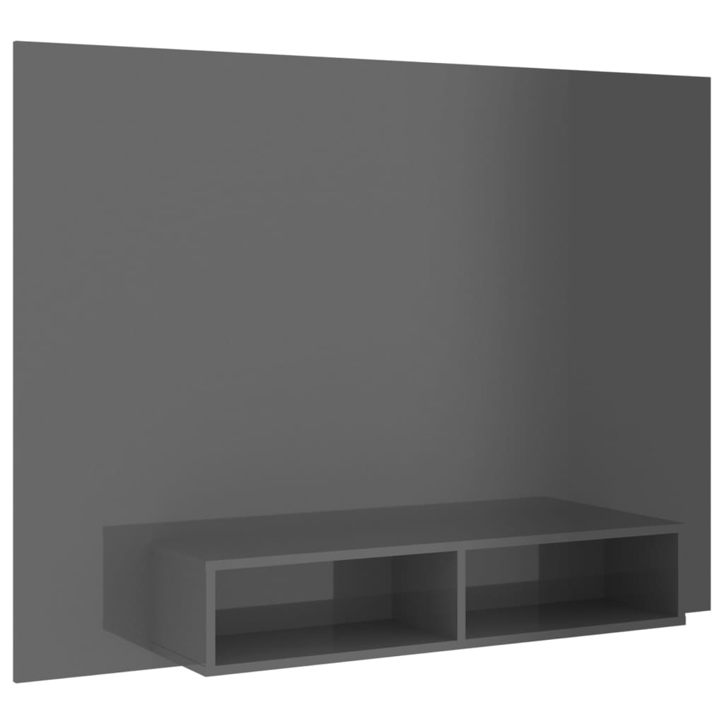 vidaXL væghængt tv-skab 135x23,5x90 cm spånplade grå højglans