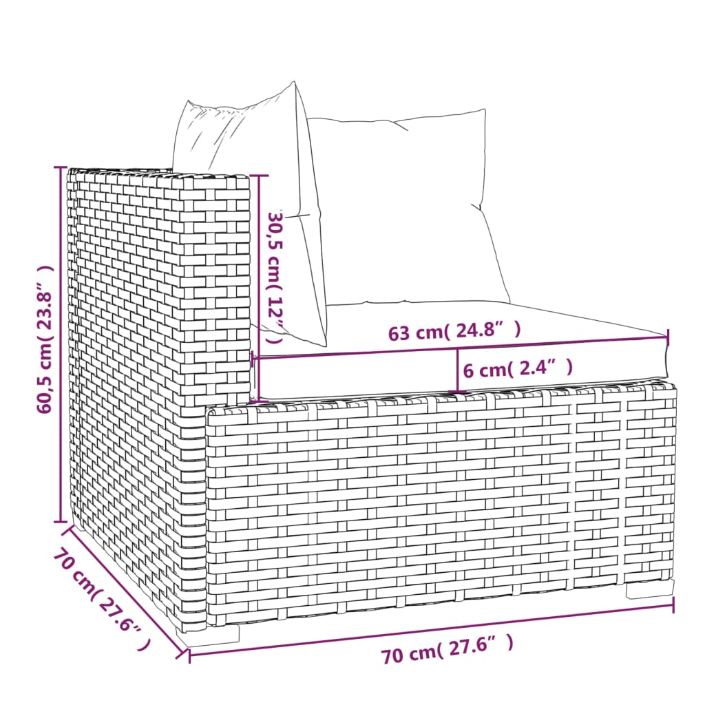 vidaXL loungesæt til haven 12 dele med hynder polyrattan grå