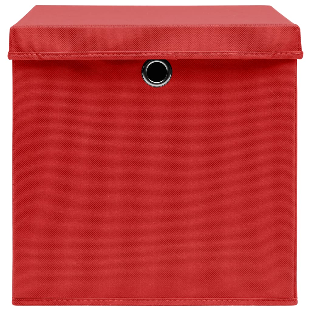 vidaXL opbevaringskasser med låg 4 stk. 28x28x28 cm rød
