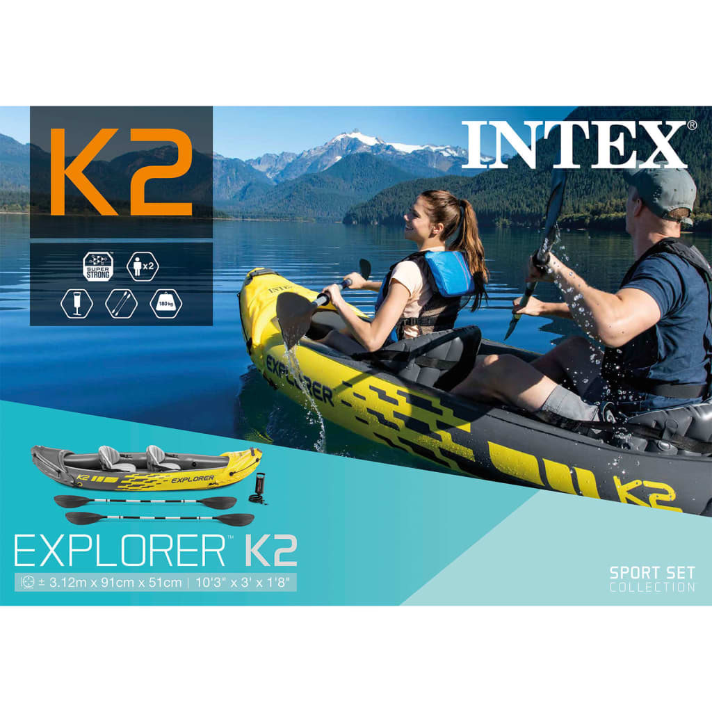 Intex oppustelig kajak Explorer K2 312 x 91 x 51 cm 68307NP