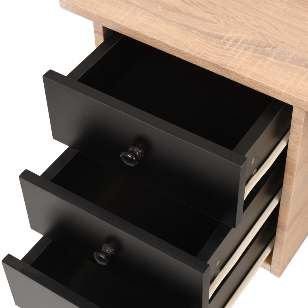 vidaXL skrivebord med skuffer 120 x 55 x 76 cm eg og sort