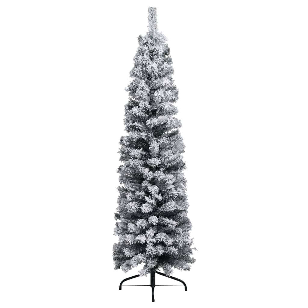 vidaXL smalt juletræ med lys og sne 150 cm PVC grøn