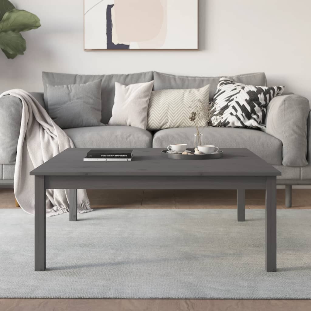 vidaXL sofabord 100x100x40 cm massivt fyrretræ grå
