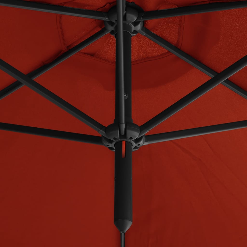vidaXL dobbelt parasol med stålstang 600 cm terrakotta