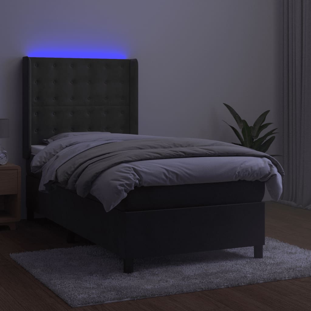 vidaXL kontinentalseng med LED-lys 80x200 cm velour mørkegrå
