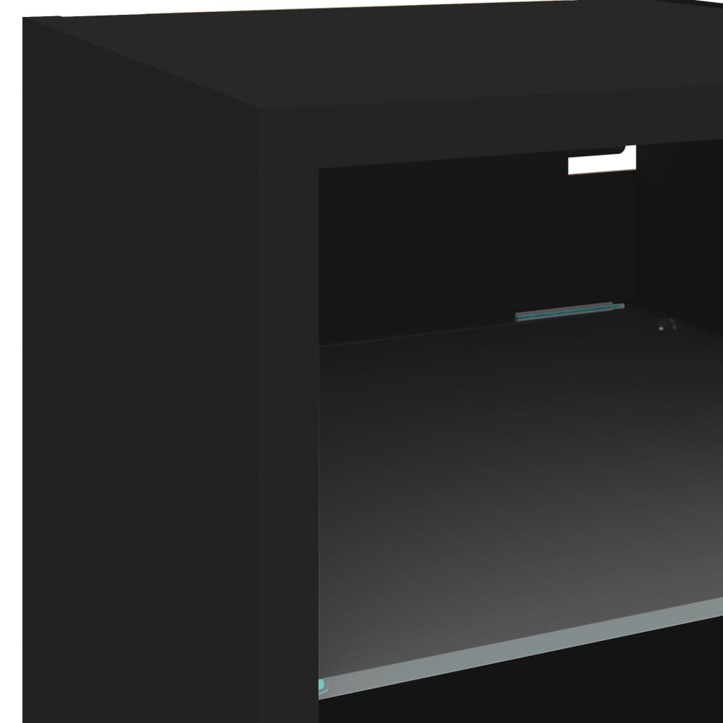 vidaXL tv-møbel til væg 6 dele med LED-lys konstrueret træ sort