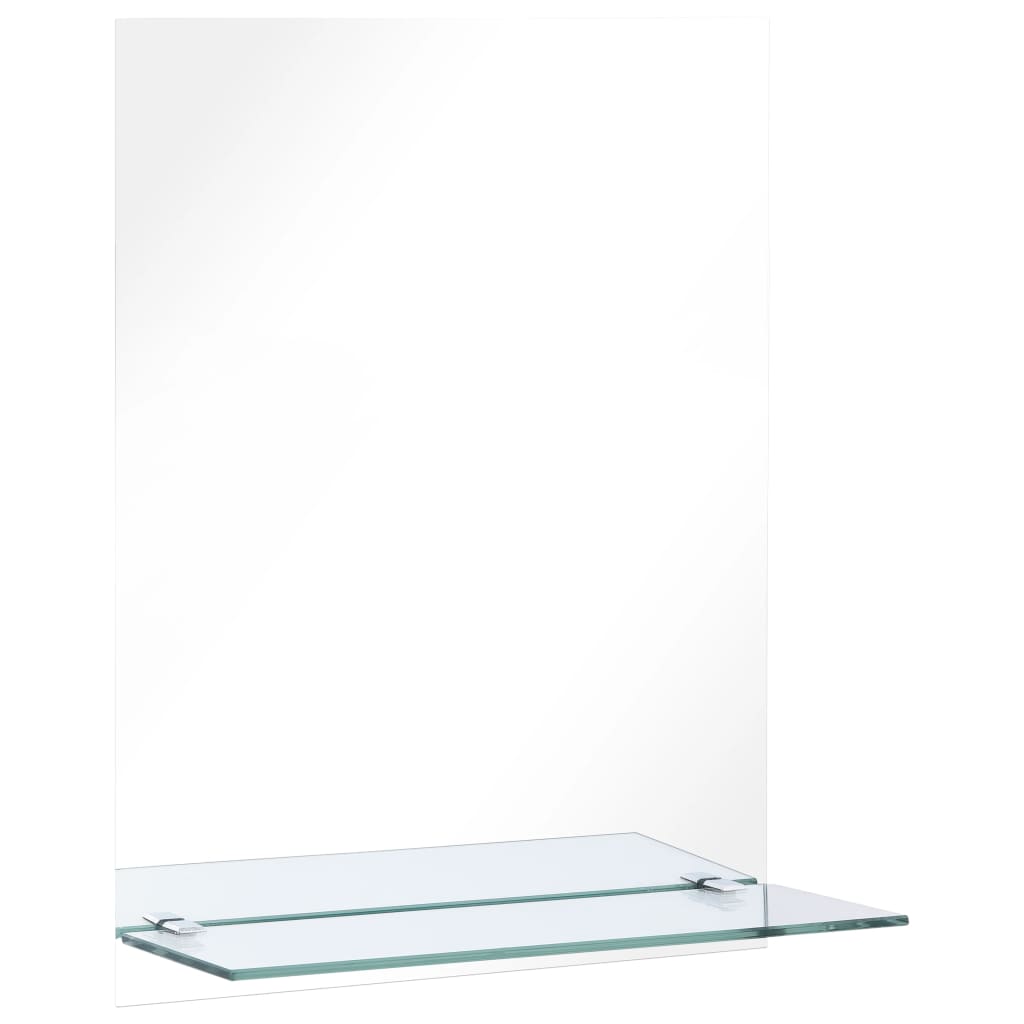 vidaXL vægspejl med hylde 50x70 cm hærdet glas