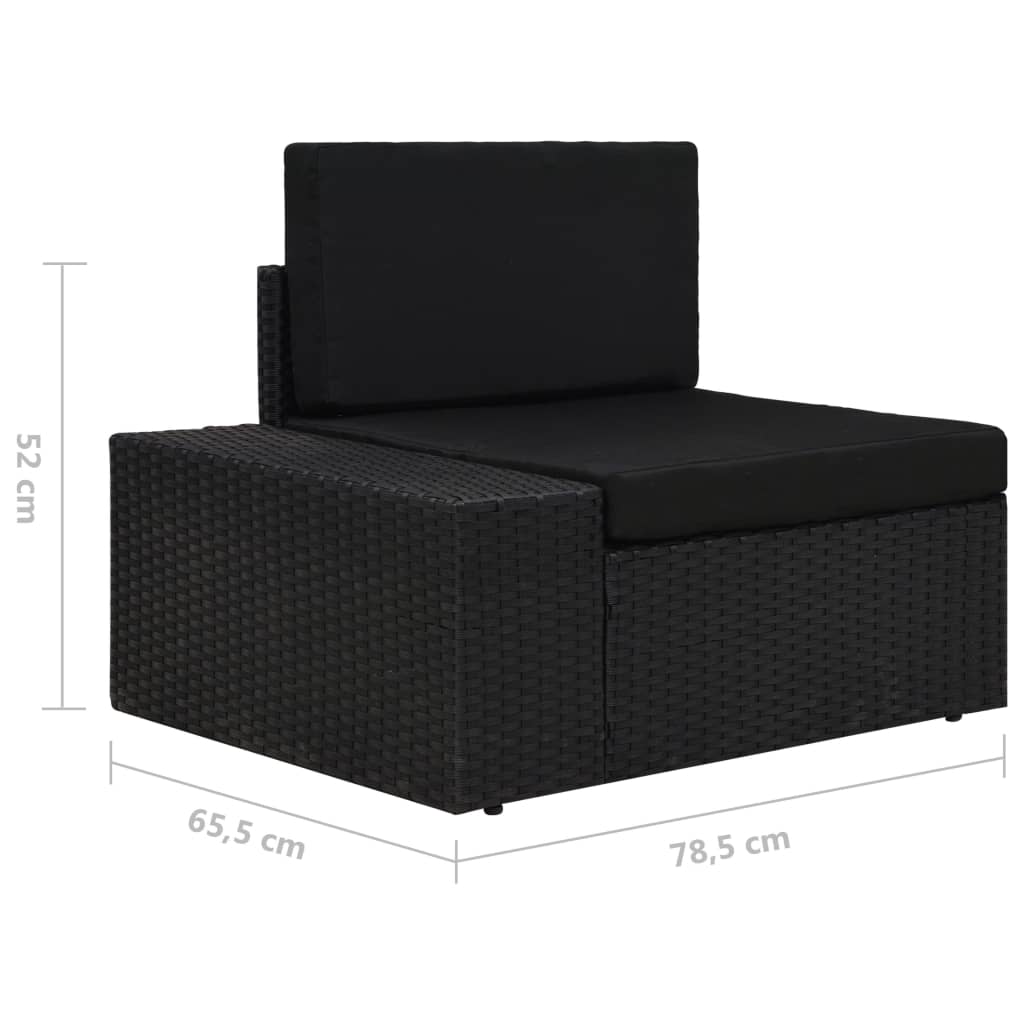 vidaXL 2-personers sofa modulær polyrattan sort