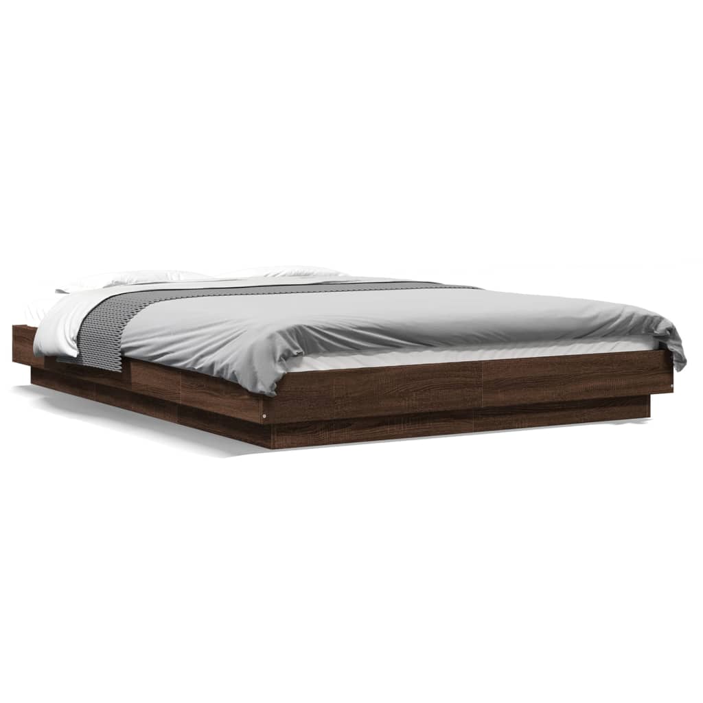 Sengeramme Med Led-Lys Hvit 90X190 Cm Konstruert Tre main image 0