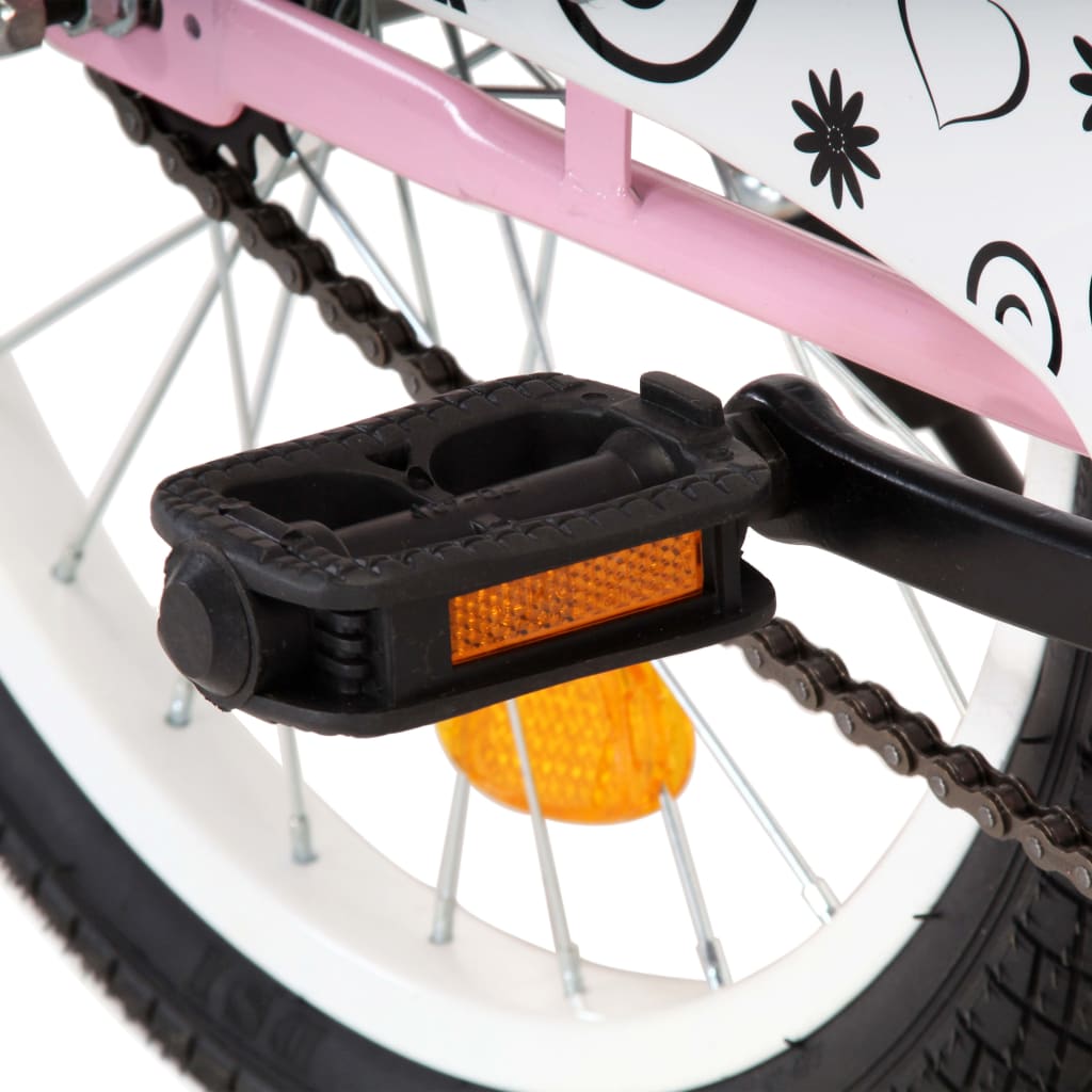 vidaXL børnecykel med frontlad 18 tommer sort og lyserød