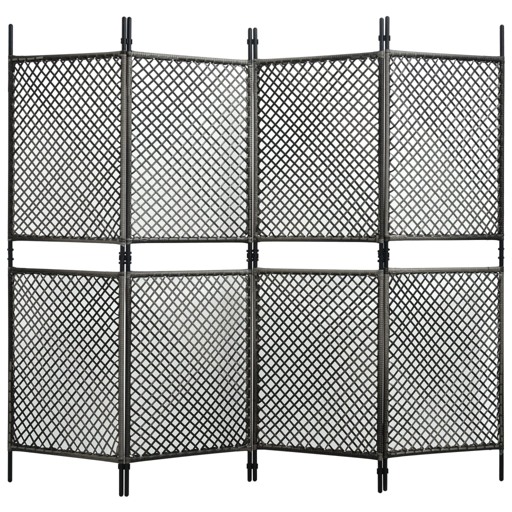 vidaXL 4-panels rumdeler 240x200 cm polyrattan antracitgrå