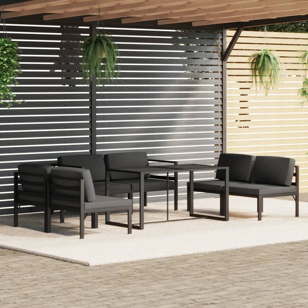vidaXL loungesæt til haven 7 dele med hynder aluminium antracitgrå