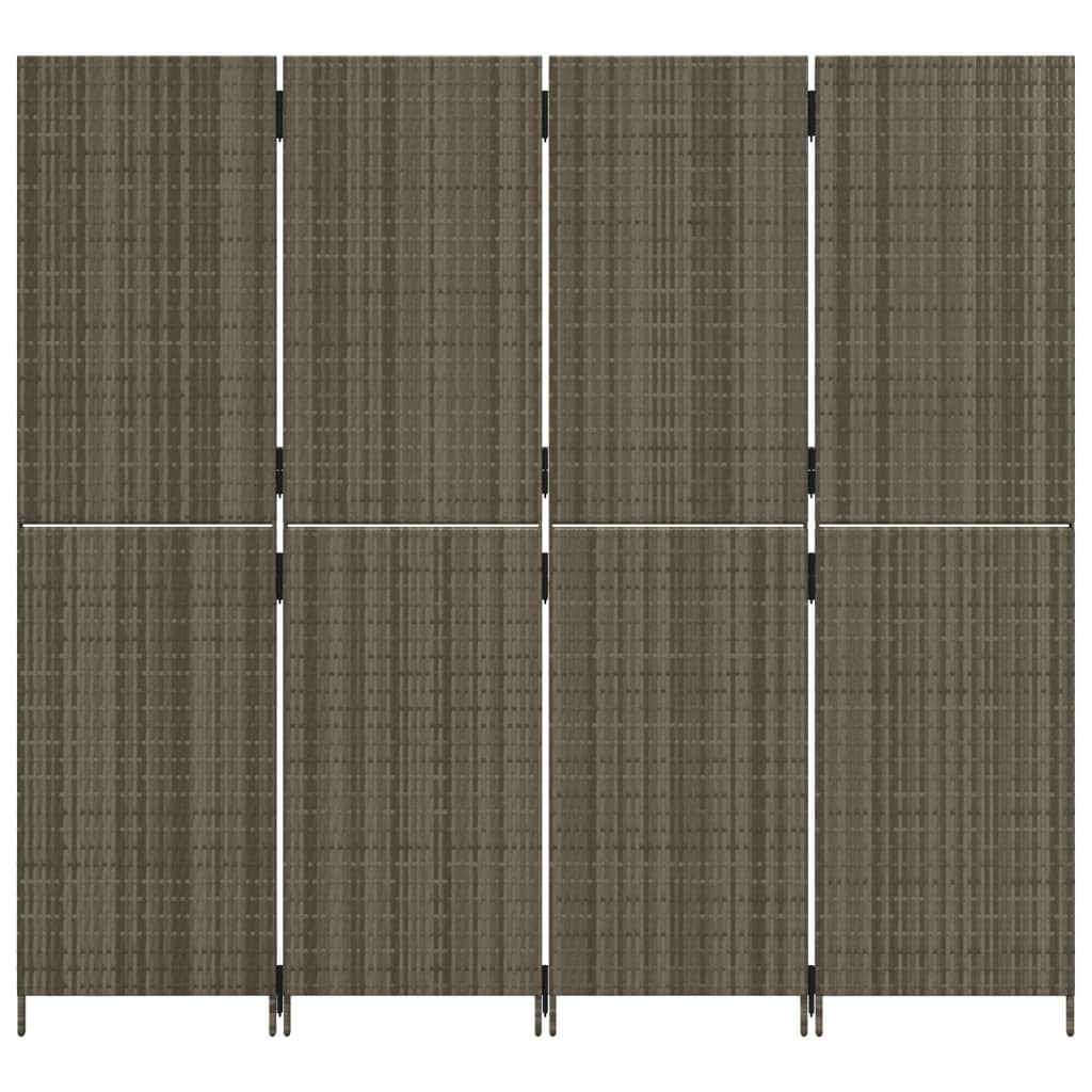 vidaXL rumdeler 4 paneler polyrattan grå