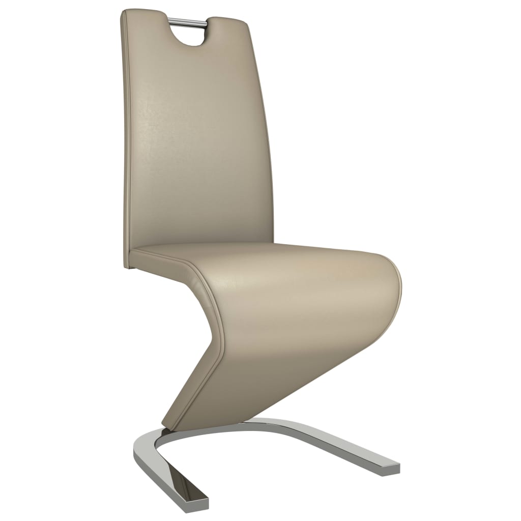 vidaXL spisebordsstole 2 stk. zigzagform kunstlæder cappuccinofarvet