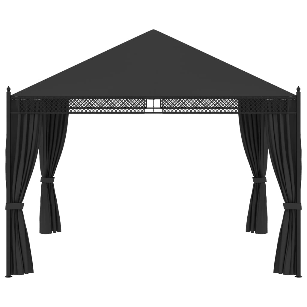 vidaXL pavillon med gardiner 3,5x3,5x3,1 m antracitgrå