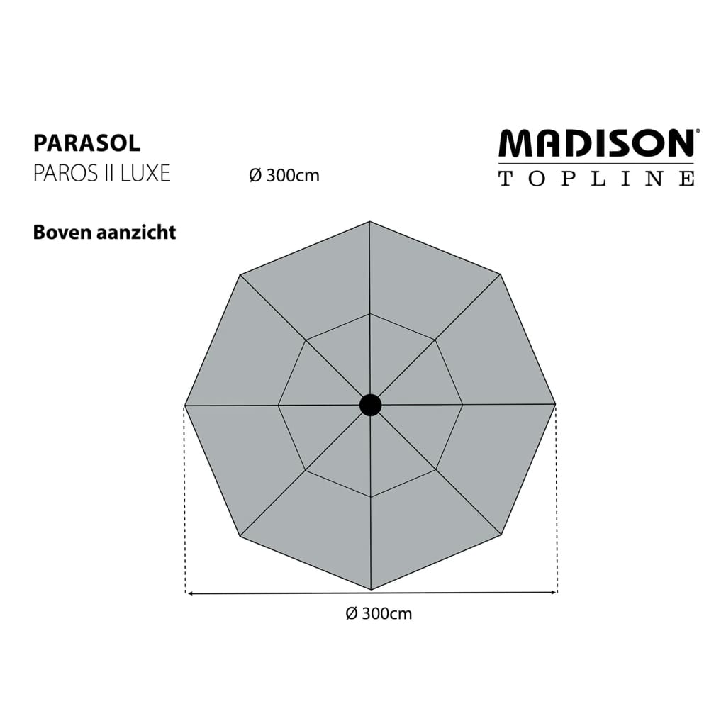 Madison parasol Paros II Luxe 300 cm salviegrøn