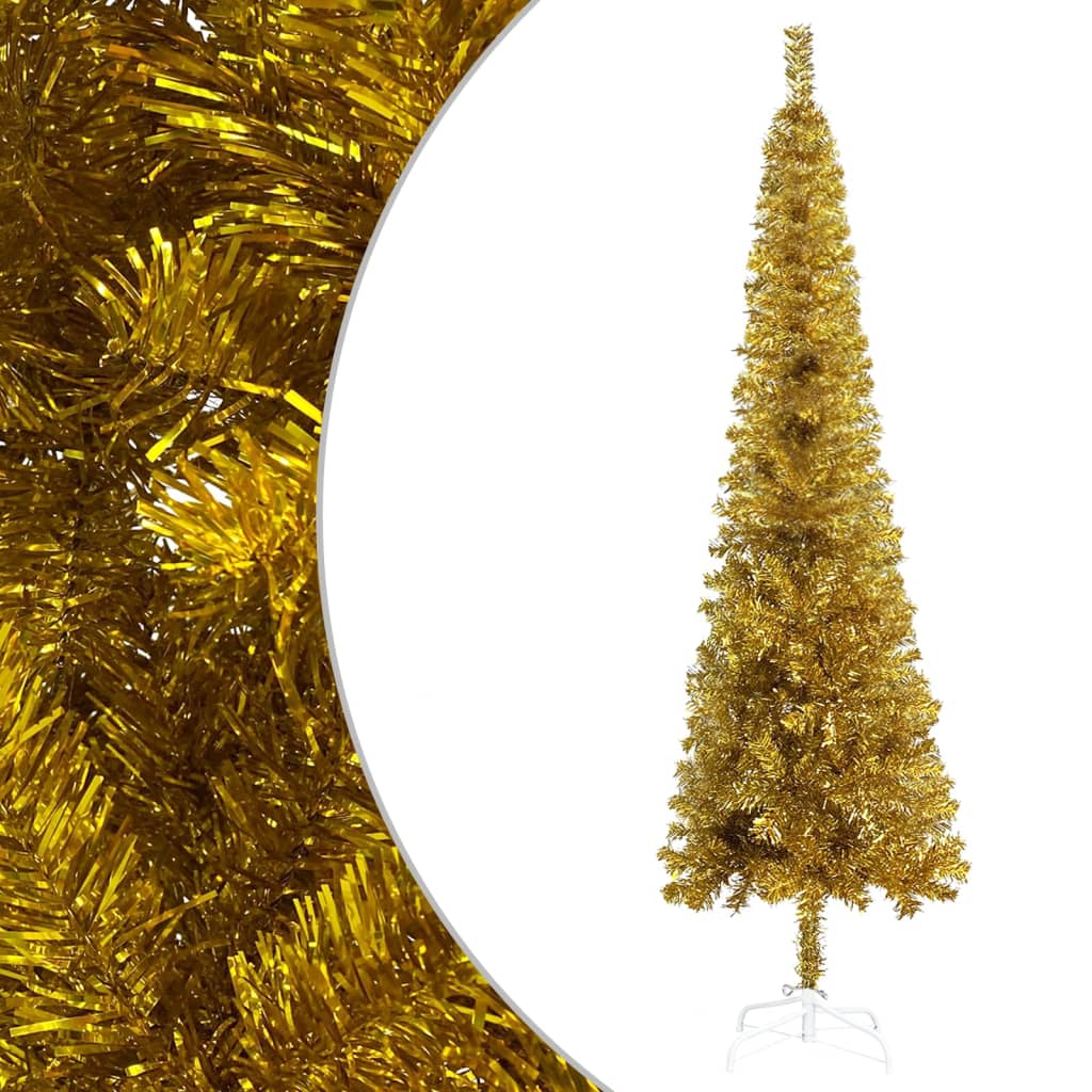 vidaXL smalt juletræ 150 cm guldfarvet