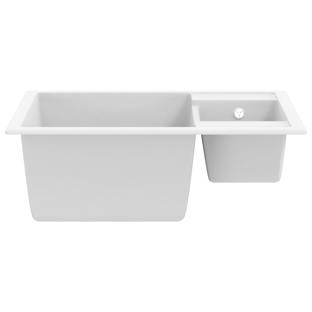 vidaXL dobbelt køkkenvask med overløbshul granit hvid