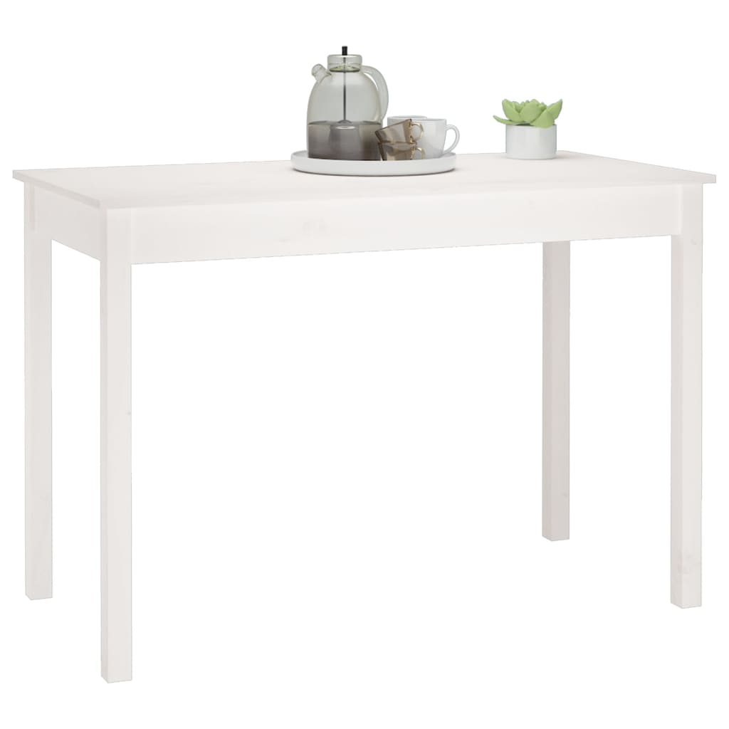 vidaXL spisebord 110x55x75 cm massivt fyrretræ hvid