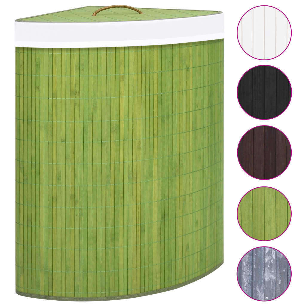 vidaXL hjørnevasketøjskurv 60 l bambus grøn