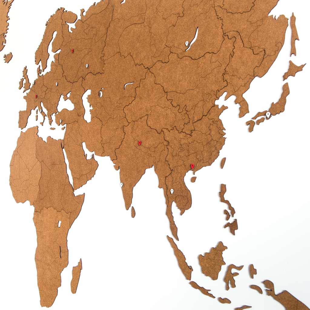 MiMi Innovations verdenskort træ vægpynt Giant 280 x 170 cm brun