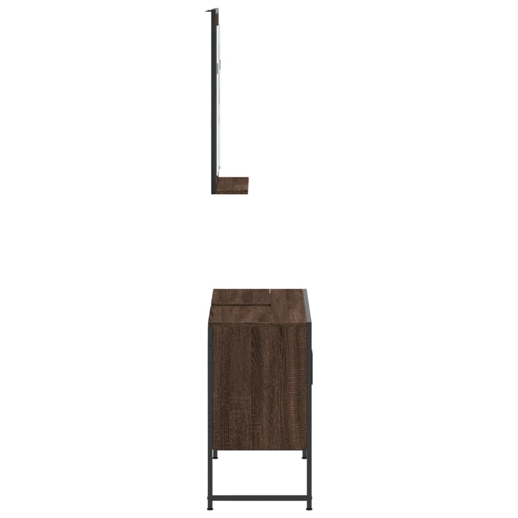 vidaXL møbelsæt til badeværelse 2 dele konstrueret træ brunt egetræ