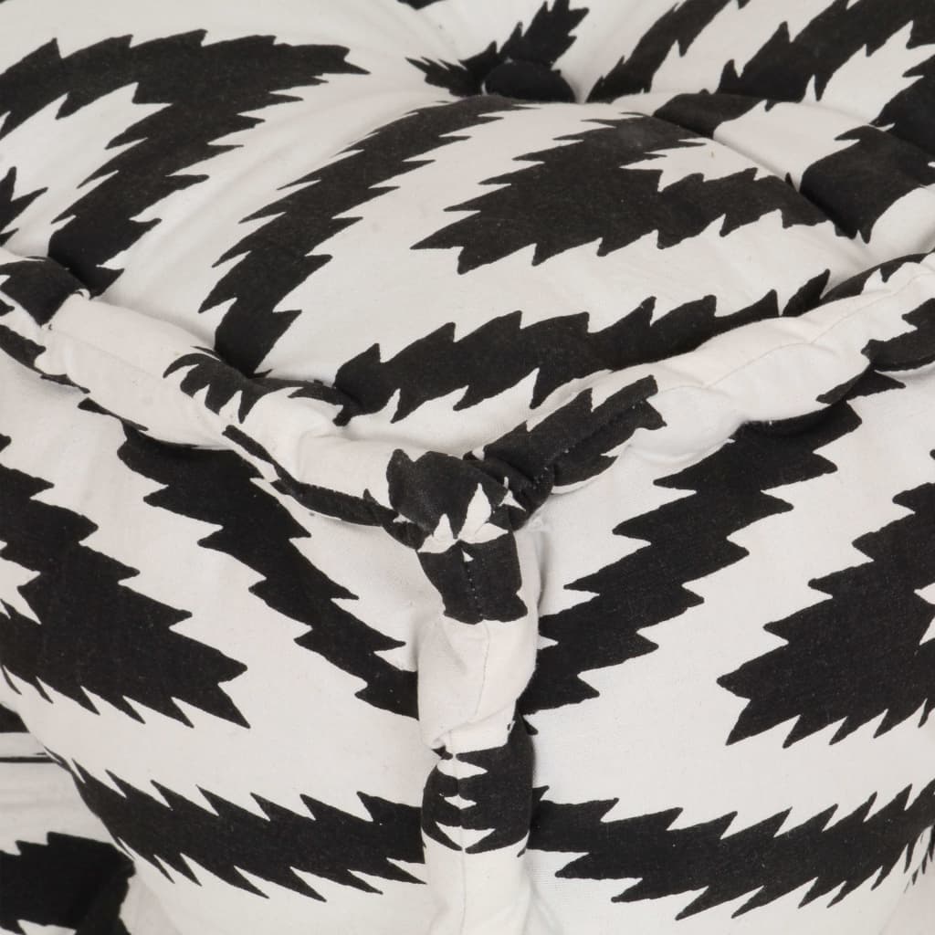 vidaXL kubeformet puffe med mønster håndlavet bomuld 40 x 40 cm sort/hvid
