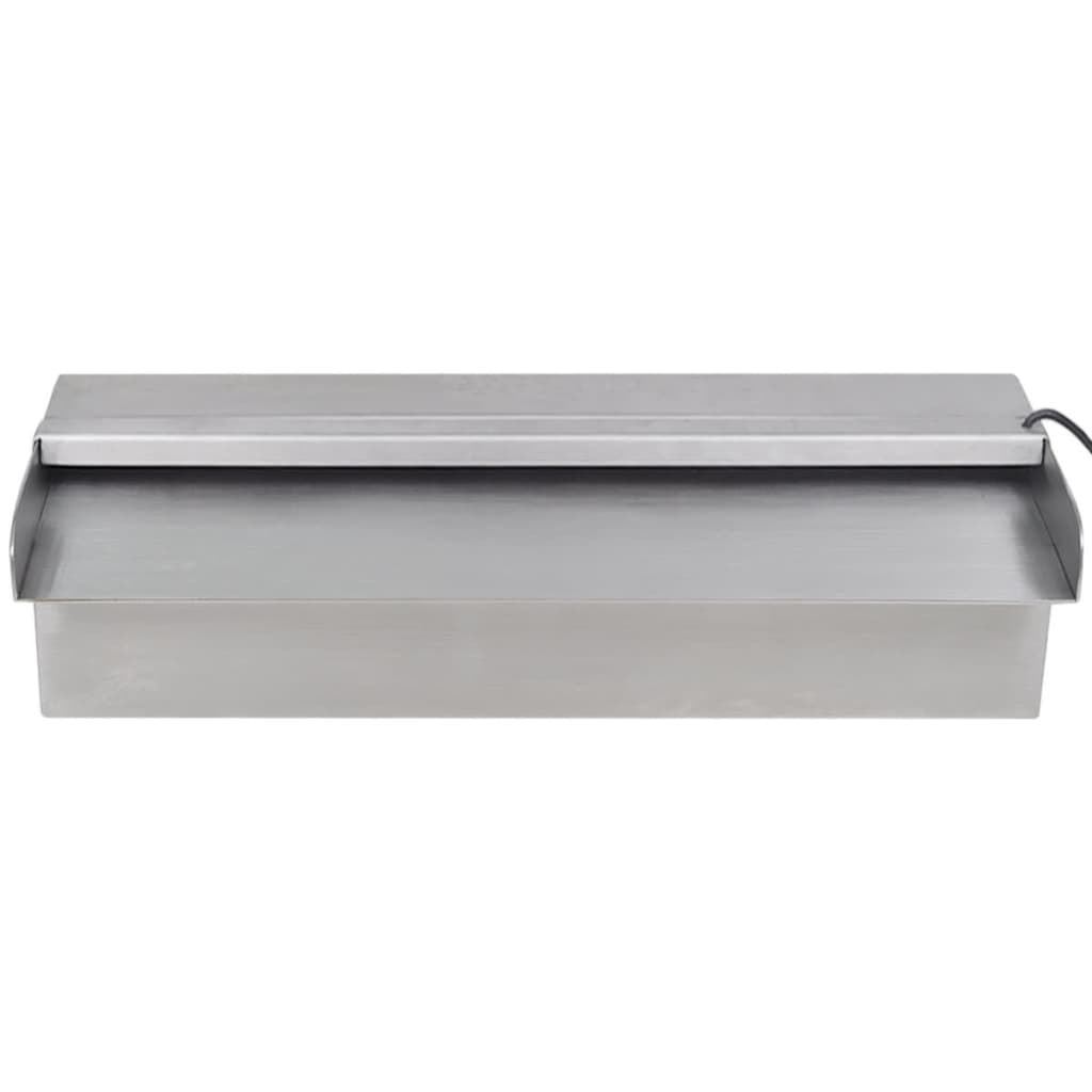 vidaXL rektangulær vandfaldsfontæne med LED-lys rustfrit stål 30 cm