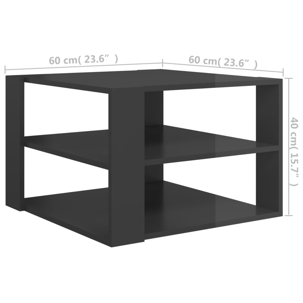 vidaXL sofabord 60x60x40 cm spånplade grå højglans