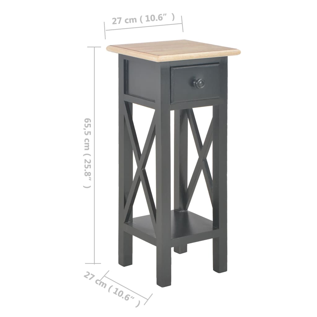 280059 vidaXL Side Table Black 27x27x65,5 cm Wood