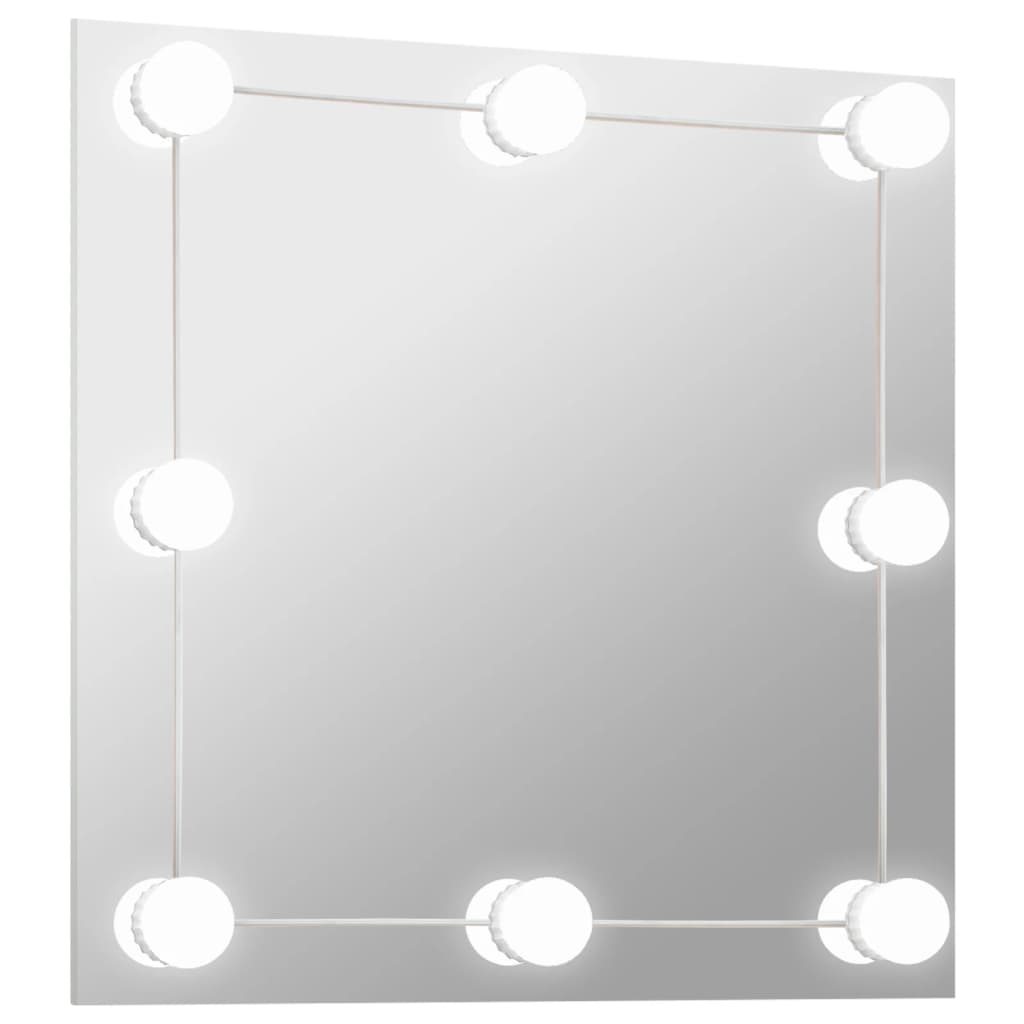 vidaXL vægspejl med LED-lys firkantet glas