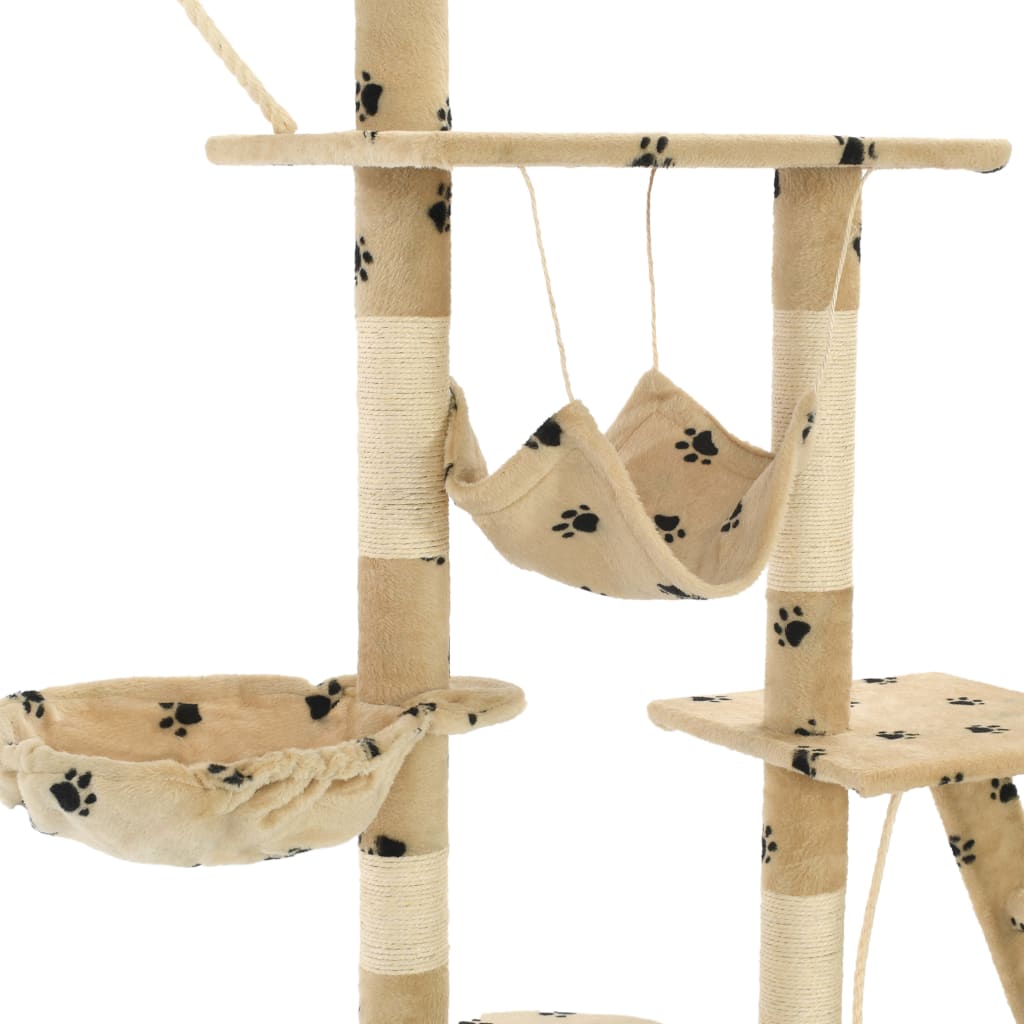 vidaXL kradsetræ til katte med sisal-kradsestolper 230-250 cm poteprint beige