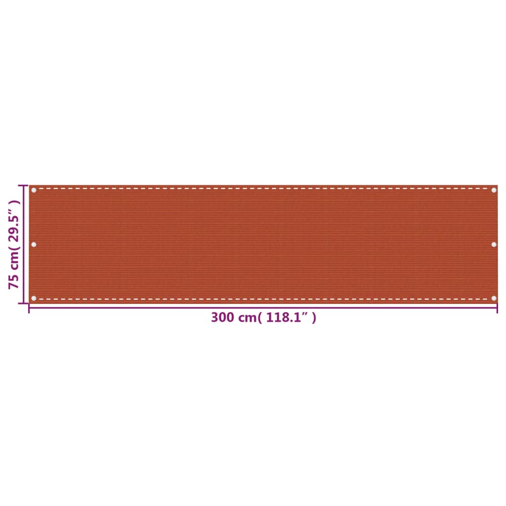 vidaXL altanafskærmning 75x300 cm HDPE orange