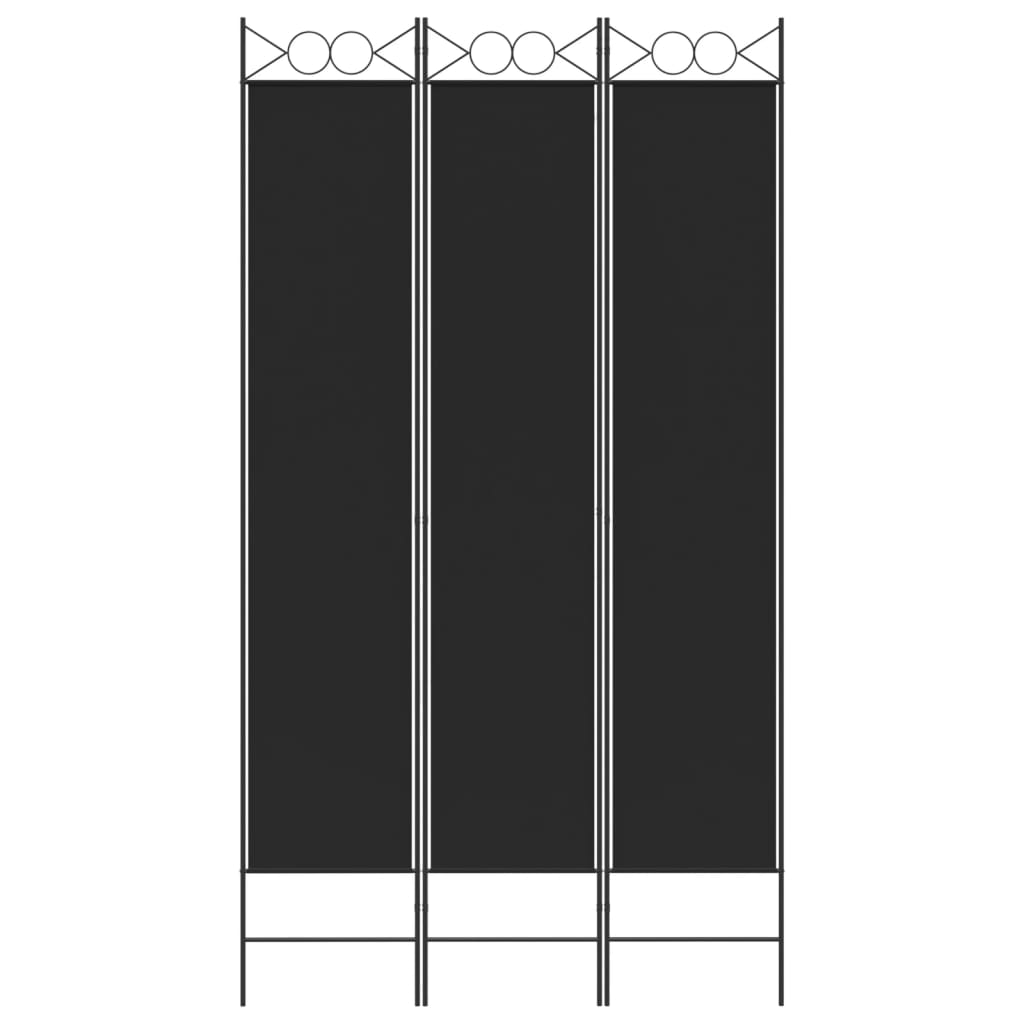 vidaXL 3-panels rumdeler 120x220 cm stof sort
