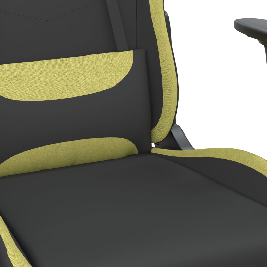 vidaXL gamingstol med massagefunktion + fodstøtte stof sort lysegrøn